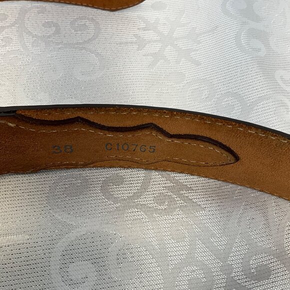Justin Brown Leather Belt W/ Nocona Horse & Horseshoe Rhinestone Buckle Size 36 - Picture 5 of 7